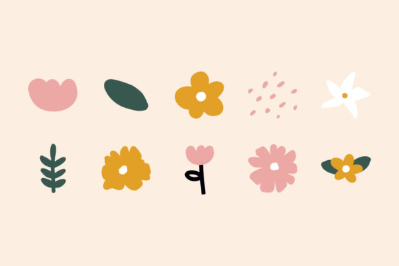 Download Simple Abstract Shapes &amp; Doodle Flowers - Simple Collection