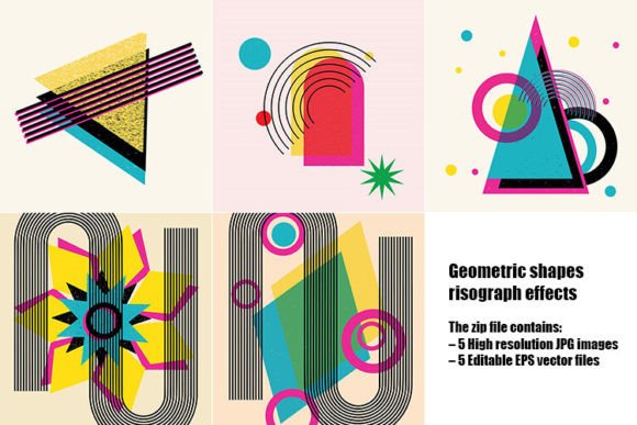 Download Geometric Shapes Risograph Effects - Premium Bundle