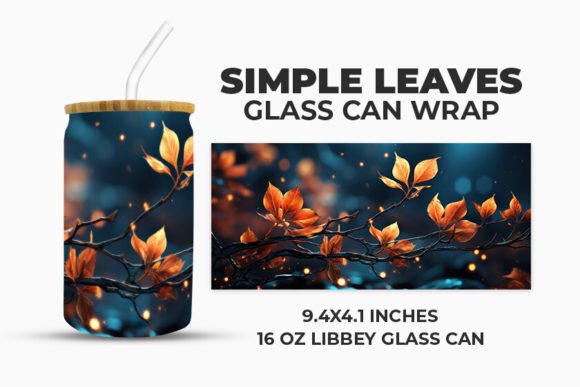 Download Simple Leaves Glass Can Wrap - Simple Collection
