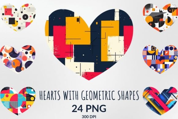 Download Hearts with Geometric Shapes Sublimation - Premium Resources