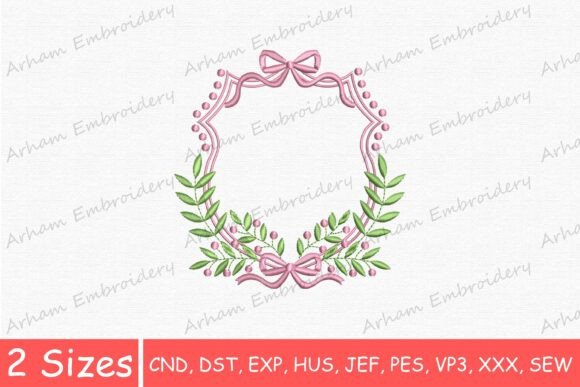 Download Pink Bow Frame with Leaves Monogram - Frame Collection