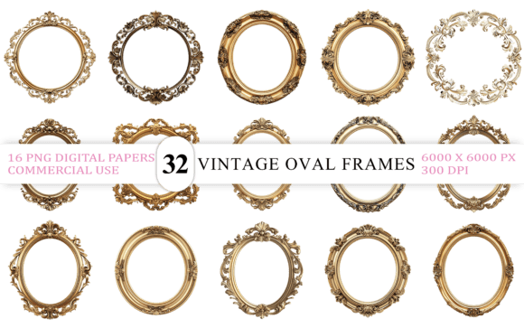 Download Elegant Vintage Oval Frames Bundle - Frame Collection