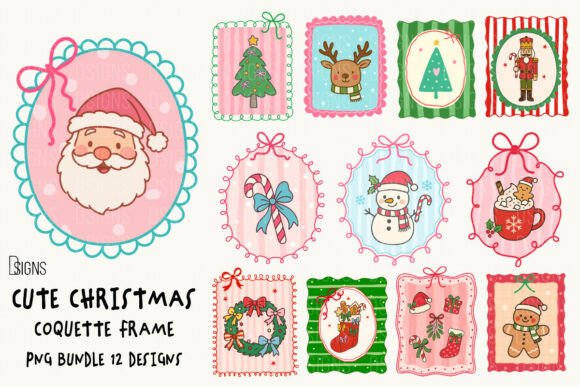 Download Cute Christmas Bundle Coquette Frame Png - Frame Collection