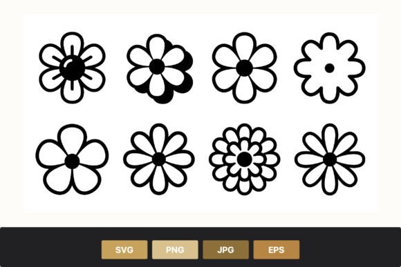 Download Simple Black and White Flower Shapes - Simple Collection