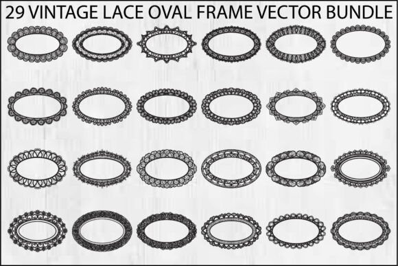 Download Vintage Lace Oval Frame Bundle - Frame Collection