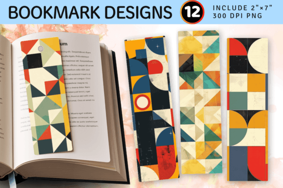 Download Retro Geometric Shapes PNG Bookmark Desi - Premium Resources