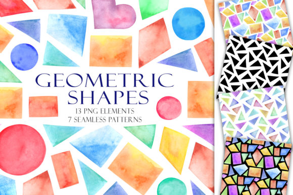 Download Set of Watercolor Geometric Shapes - Premium Bundle