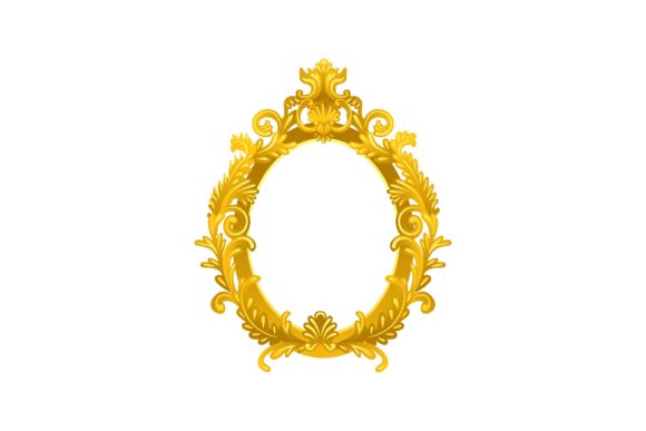Download Oval Gold Mirror Frame Cartoon Illustrat - Frame Collection