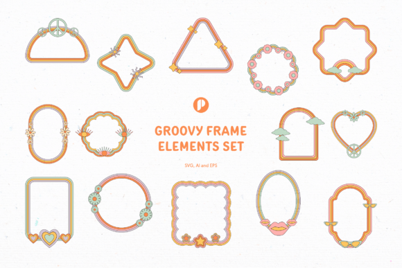 Download Warm Groovy Frame Elements Set - Frame Collection