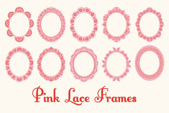 Download Pink Lace Oval Frames PNG Card Template - Frame Collection